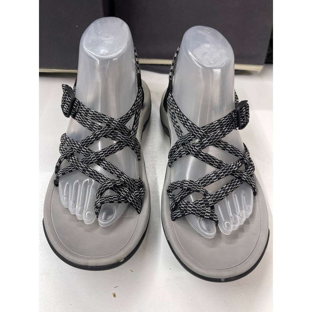 Viakix Acadia Hiking Sandals Womens 9 Grey Black Strappy Athletic Walking Shoes